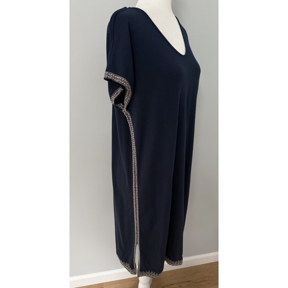 J Jill Relaxed Embroidered T-Shirt Dress Size‎ M Pure Jill Navy Blue Pullover - Picture 3 of 9